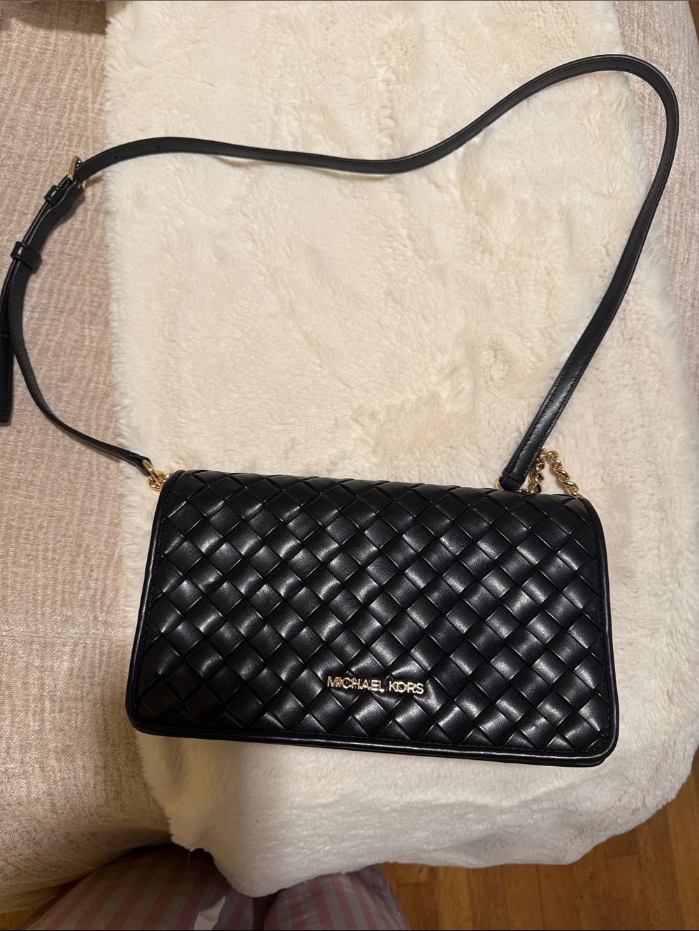 Michael Kors Black Quilted Leather Crossbody with Gold Hardware - Picture 1 of 7